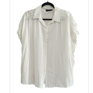 Lane Bryant White Button Down Cap Sleeve Shirt Size 16